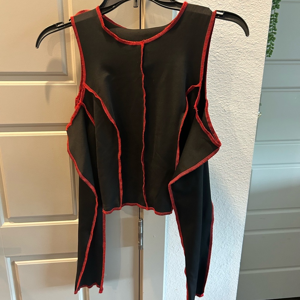 Black & Red Open Shoulder Top